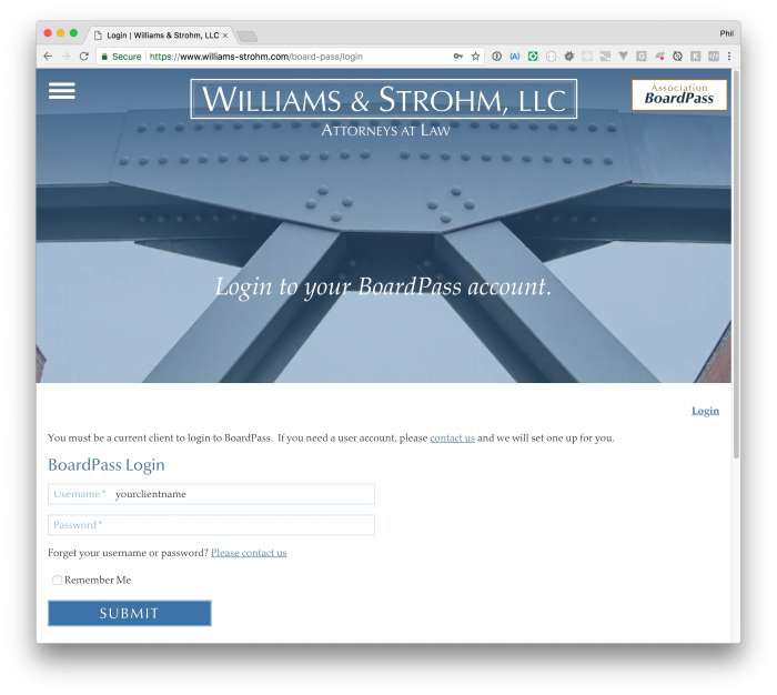 BoardPass Login Page